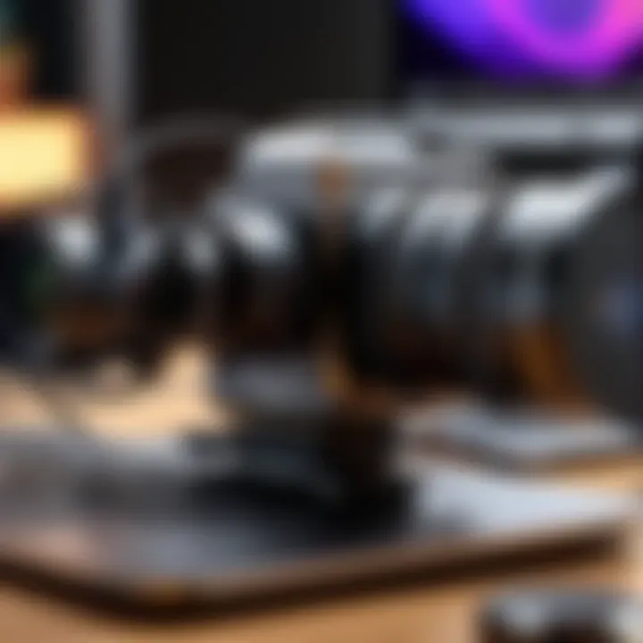 High-quality macro shot of a podcast camera setup