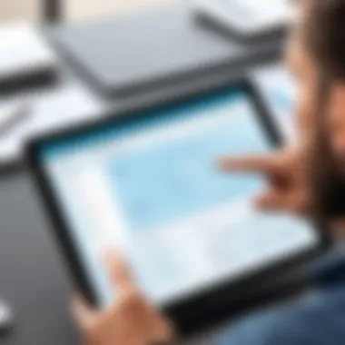 User Engagement with Takeoff Software User navigating a takeoff software tool on a tablet