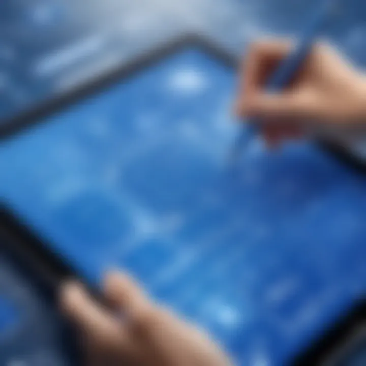 User navigating through a blueprint application on a tablet