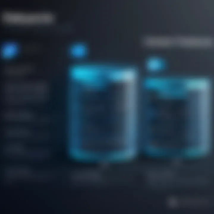 A visual comparison chart of database features including scalability and security.