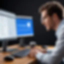 A user interacting with Dragon NaturallySpeaking Professional on a computer