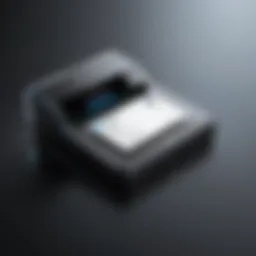 Showcasing a business card scanning software interface with highlighted features.