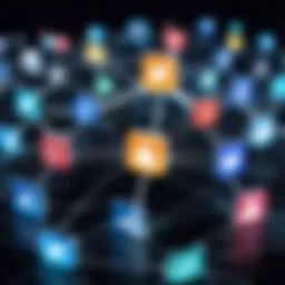 Visual representation of social media icons interconnected with business accounts