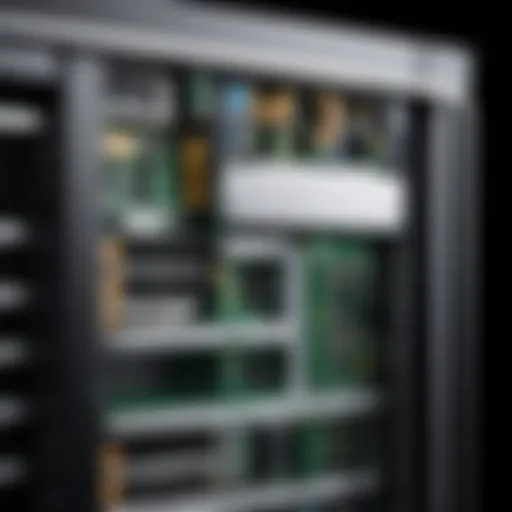 A detailed view of a Dell server's internal components showcasing its architecture.